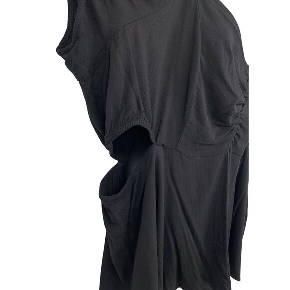 Torrid Plus Size Top Blouse 4 4X Black Ruched V-Neck Tunic Cut Out Side NWT New - Picture 4 of 8